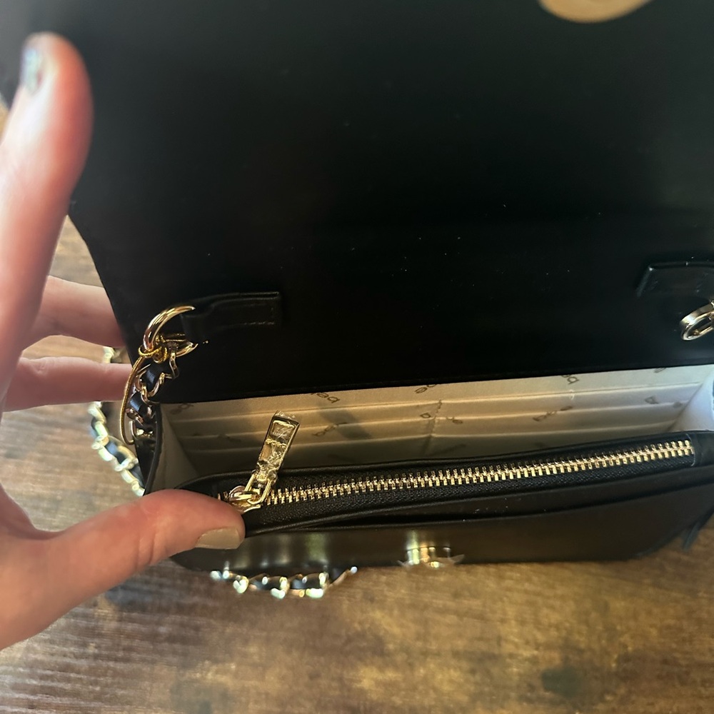bebe Black Crossbody Bag with Gold Accents NWT - Picture 6 of 9
